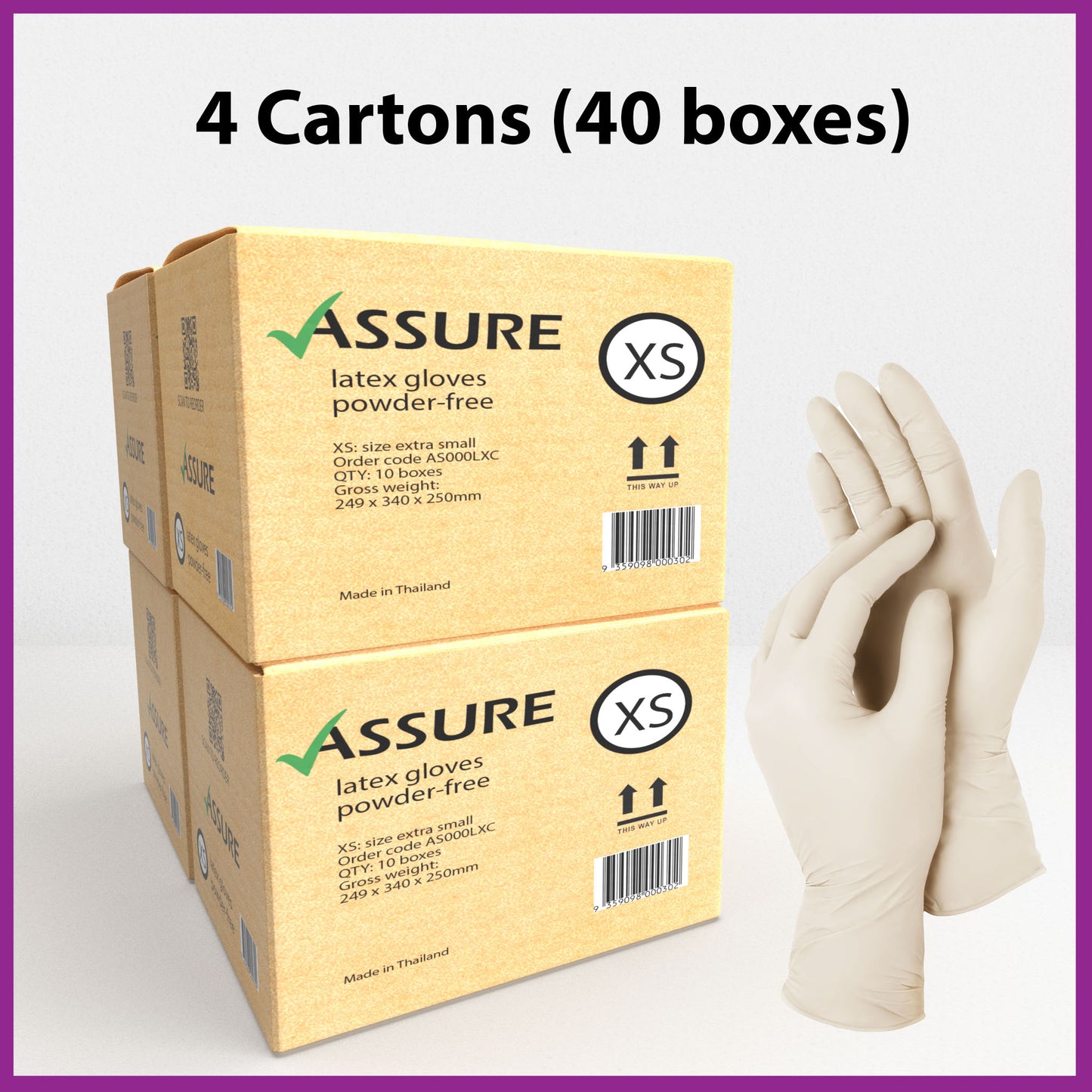 Bulk Saver - ASSURE Latex Gloves, 4 cartons @ $6.49 per box