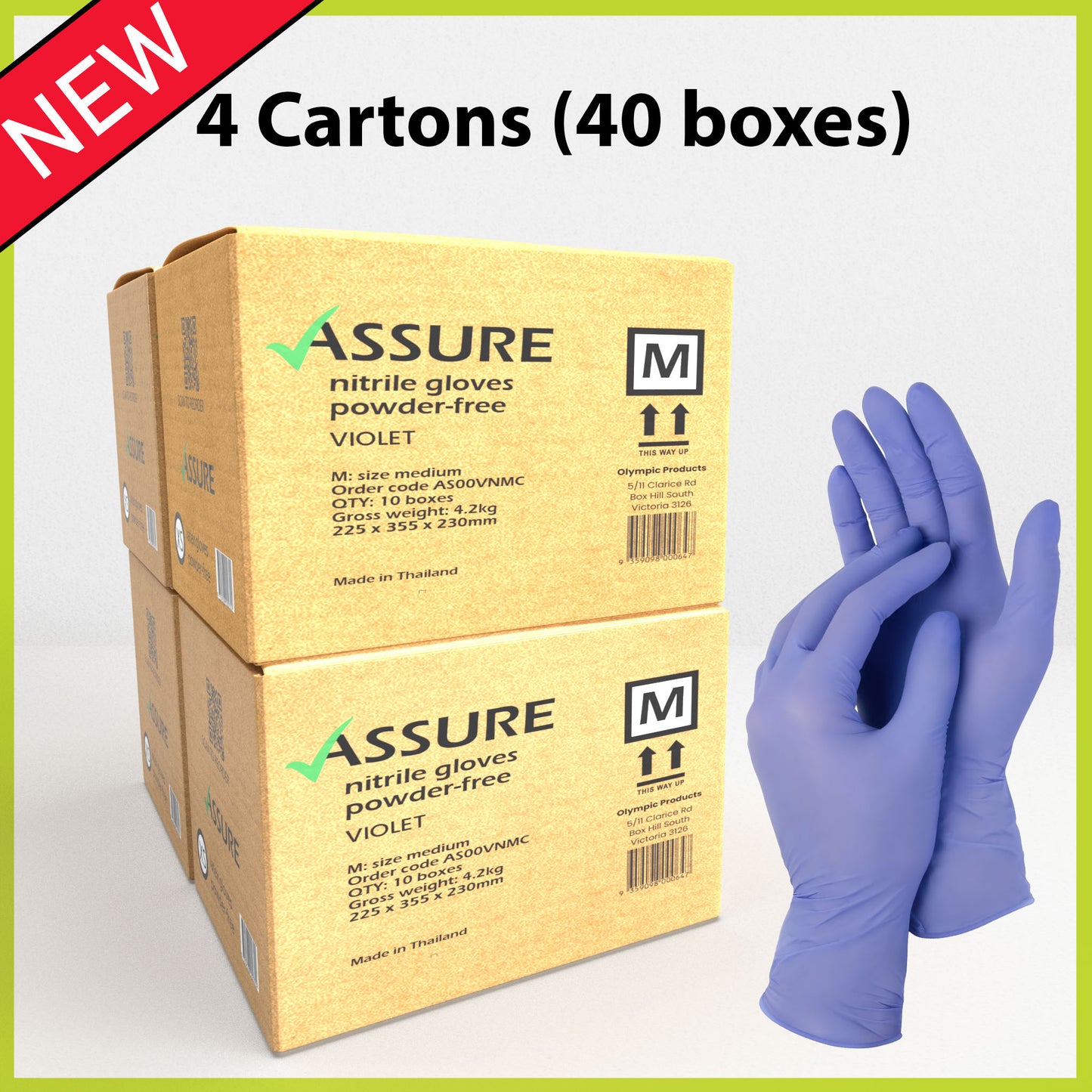 Bulk Saver - ASSURE Violet Nitrile Gloves, 4 cartons @ $5.50 per box