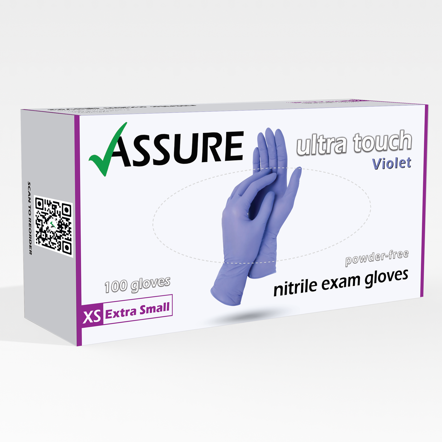 ASSURE Violet Nitrile Gloves $6.95 per box of 100, 10 boxes per carton
