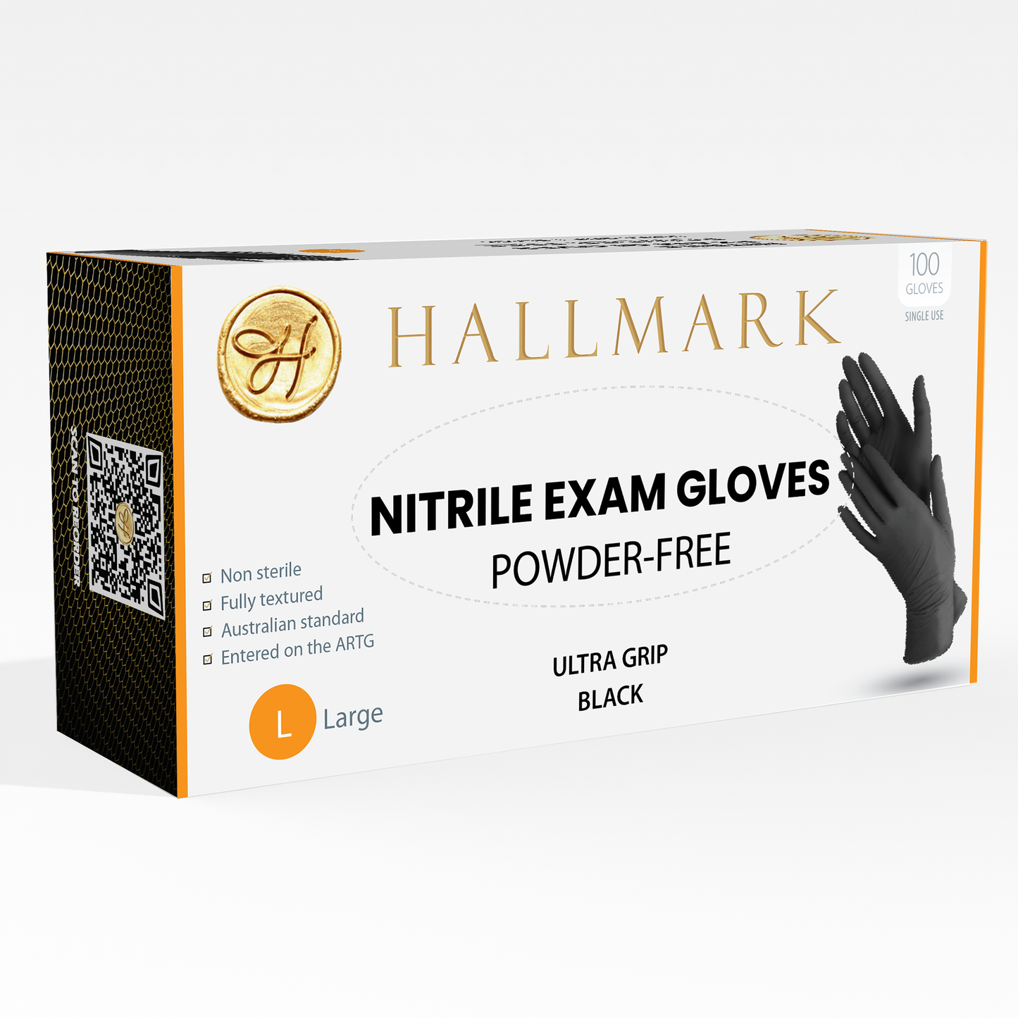 Hallmark Premium Black Nitrile Gloves, $9.50 per box of 100, 10 boxes per carton