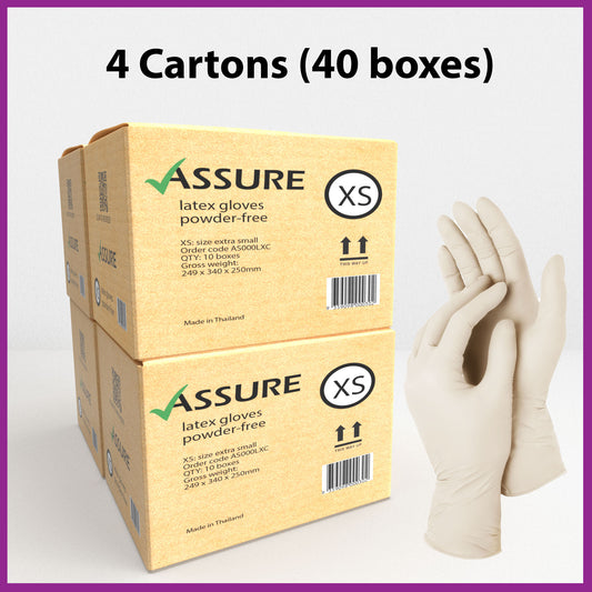 Bulk Saver - ASSURE Latex Gloves, 4 cartons @ $6.49 per box