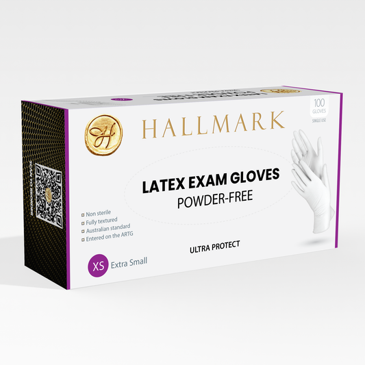 Hallmark Premium Latex Gloves $9.50 per box of 100, 10 boxes per carton